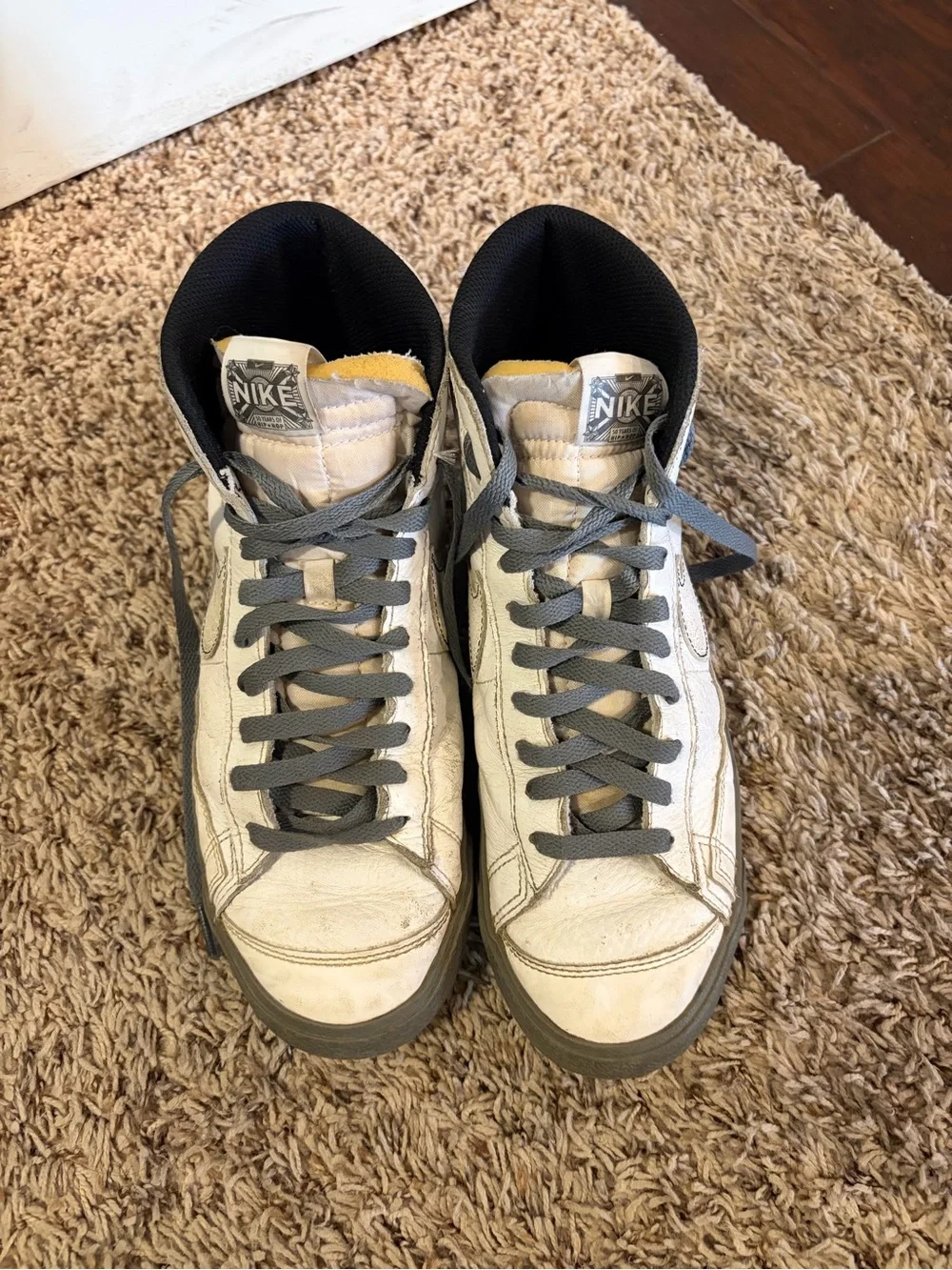 Nike men’s High-Top Sneakers in White, Gray and Black